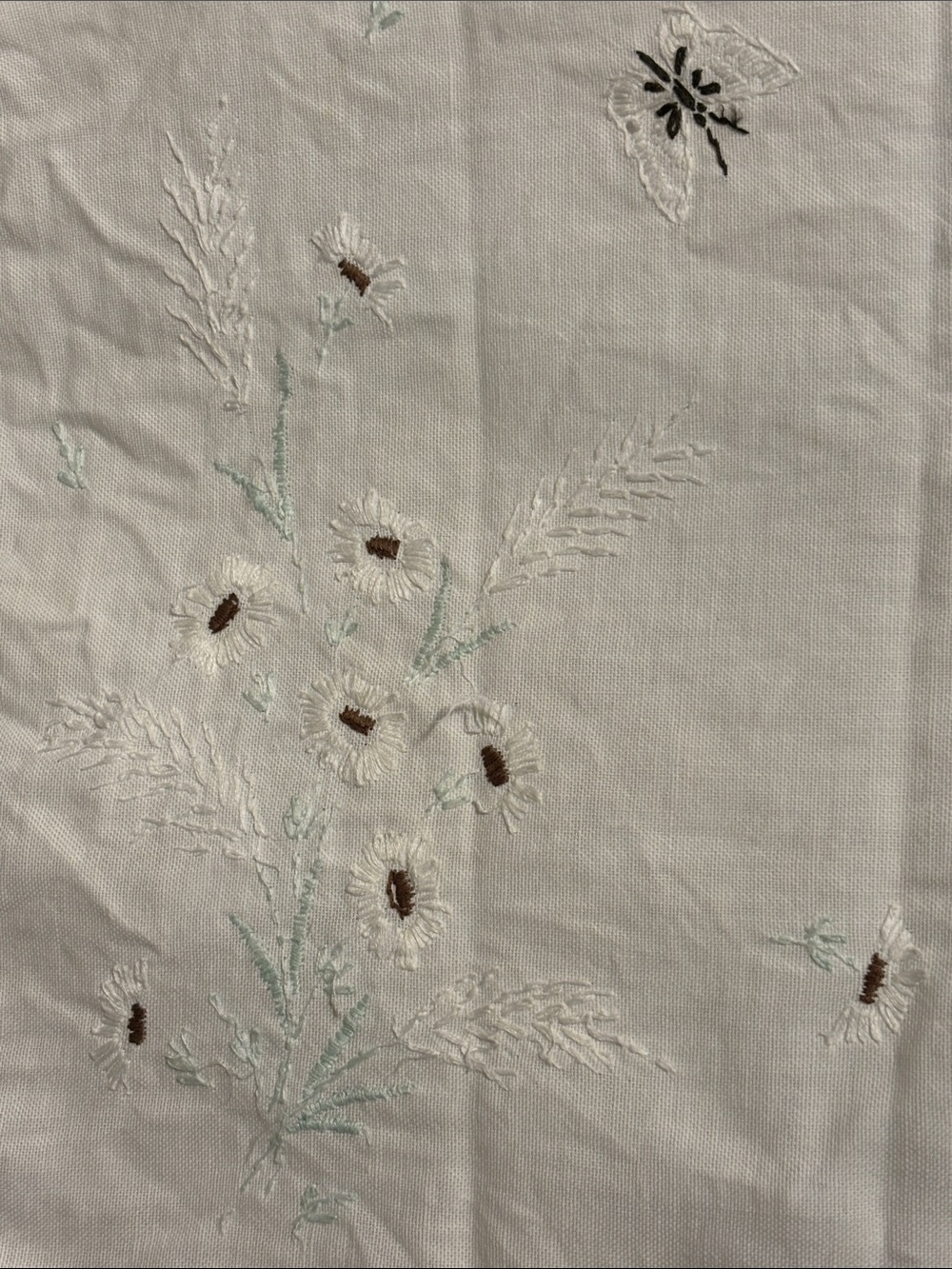 Vintage white embroidered table runner